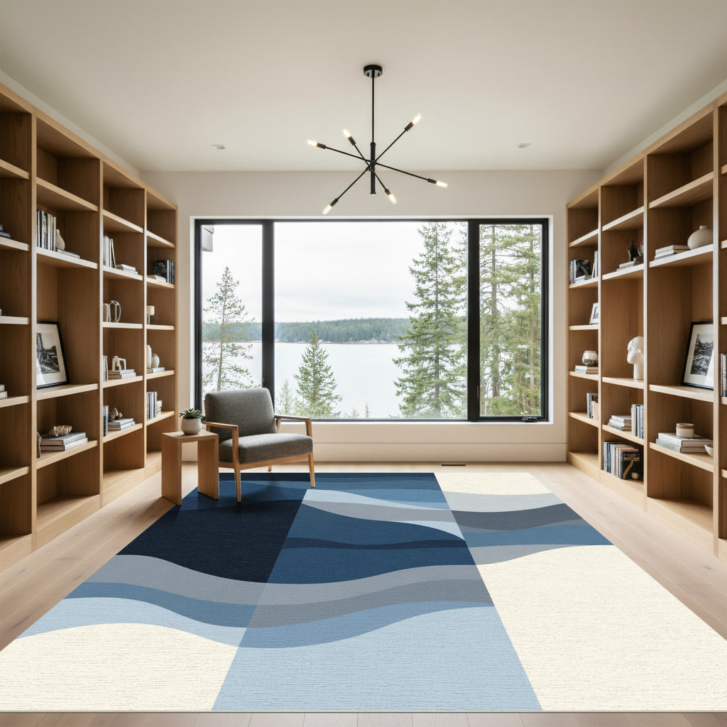 Deep Blue Gradation Wave Art Rug