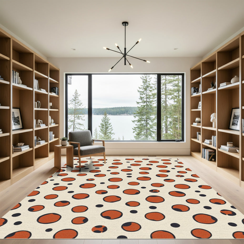 Orange Dot Contemporary Overlay Rug