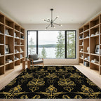 Golden Art Nouveau Botanical Lattice Rug