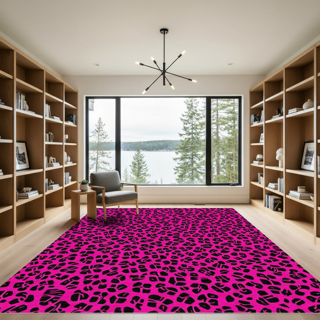 Hot Pink Leopard Spotted Print Rug