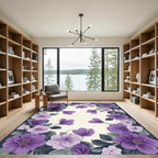 Vibrant Purple Flower Garden Frame Rug