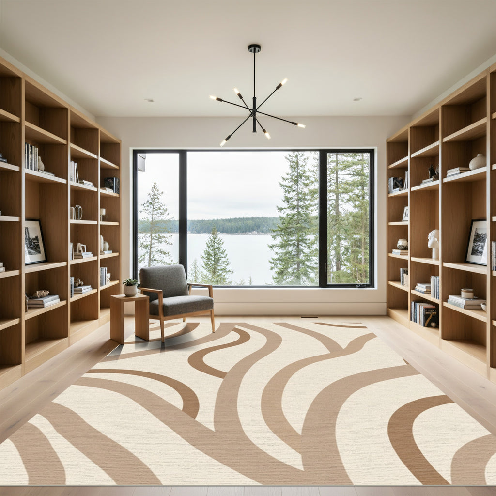 Earthy Tone Curve Overlay Rug