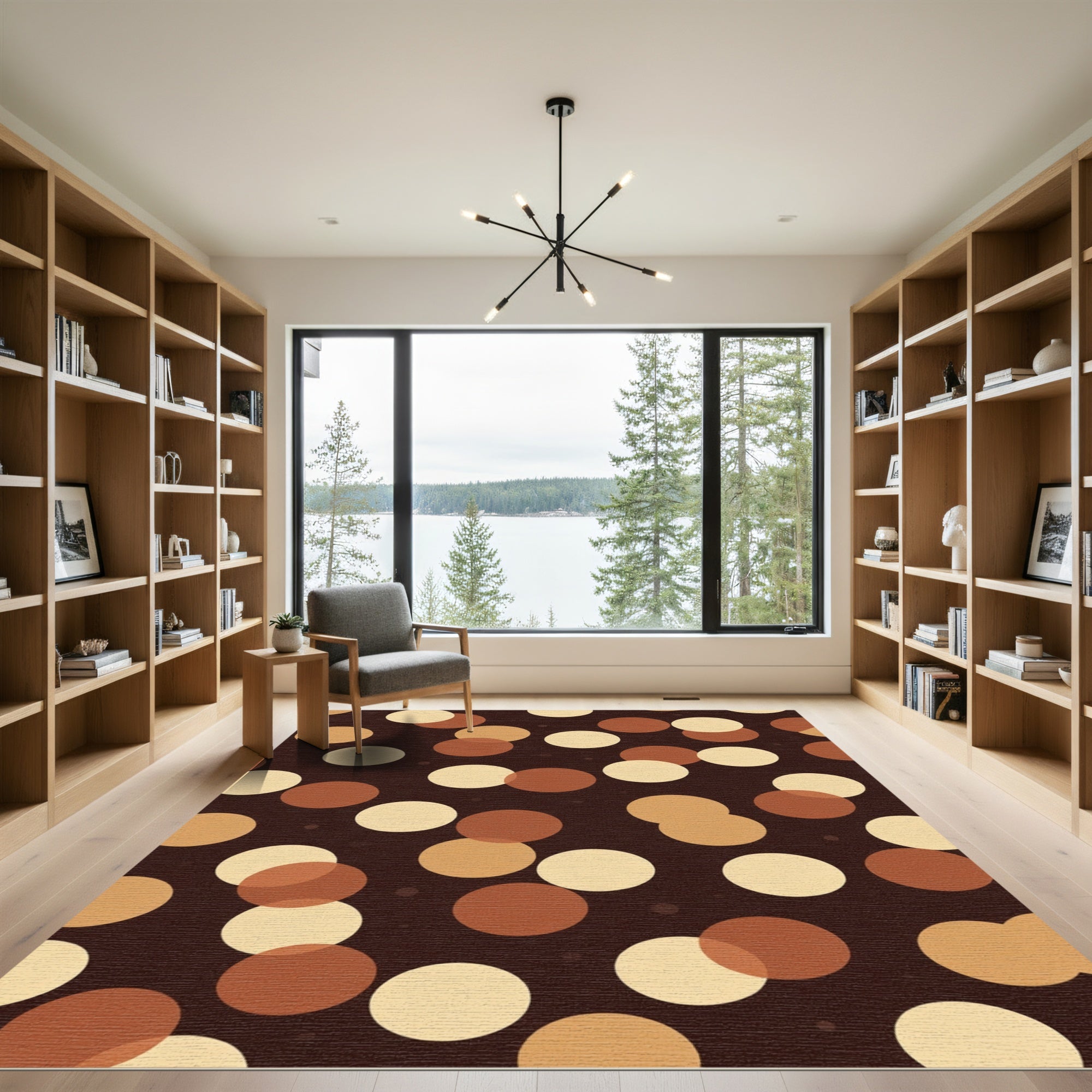 Brown Earthy Tone Gradient Circles Rug