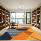 Orange Gray Geometric Accordion Rug