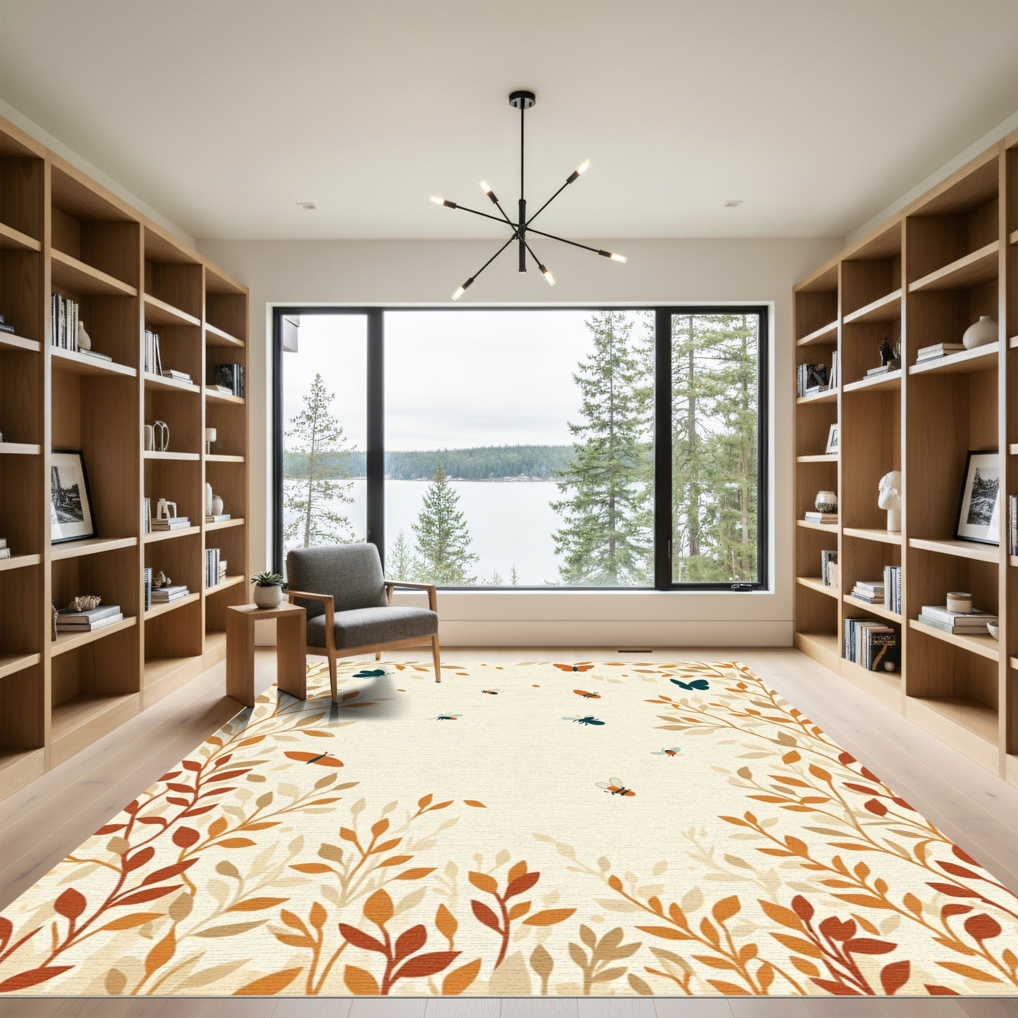 Autumn Butterflies And Bees Border Rug