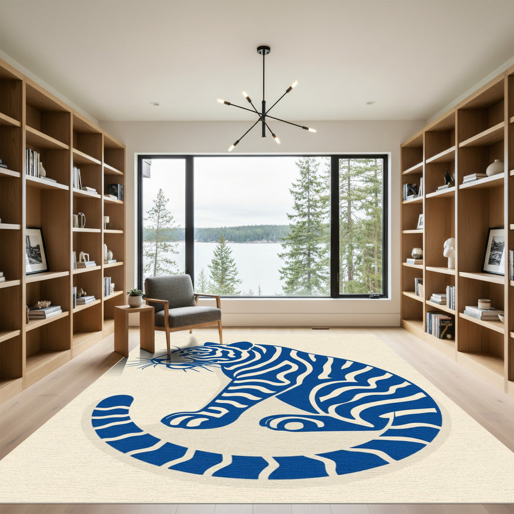 Deep Blue Bold Tiger Stripe Accent Rug