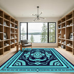 Turquoise Dark Oval Medallion Rug