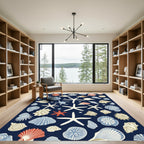 Coastal Seashell Starfish Collection Rug