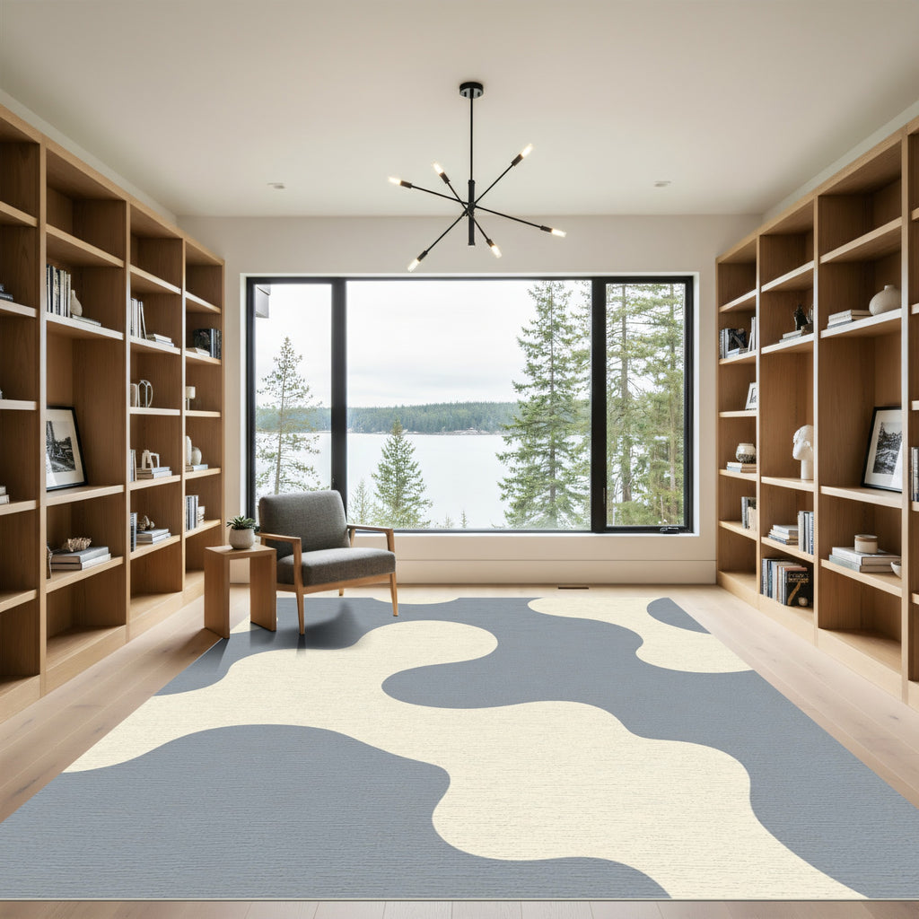 Abstract Soft Blue Blob Composition Rug
