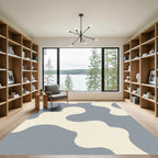 Abstract Soft Blue Blob Composition Rug