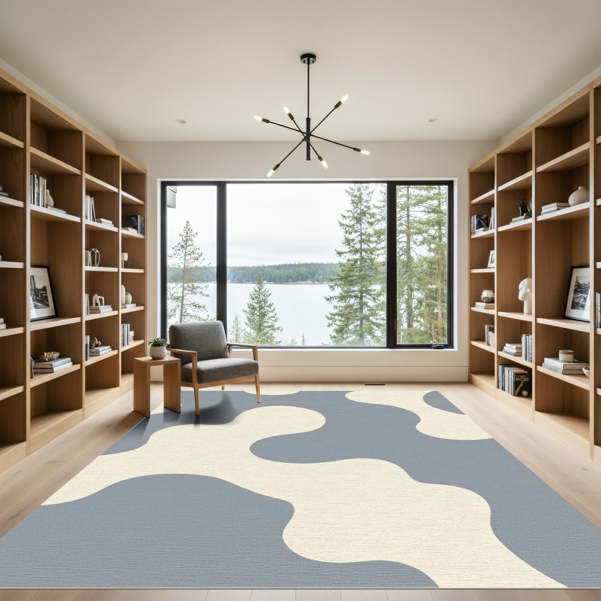 Abstract Soft Blue Blob Composition Rug