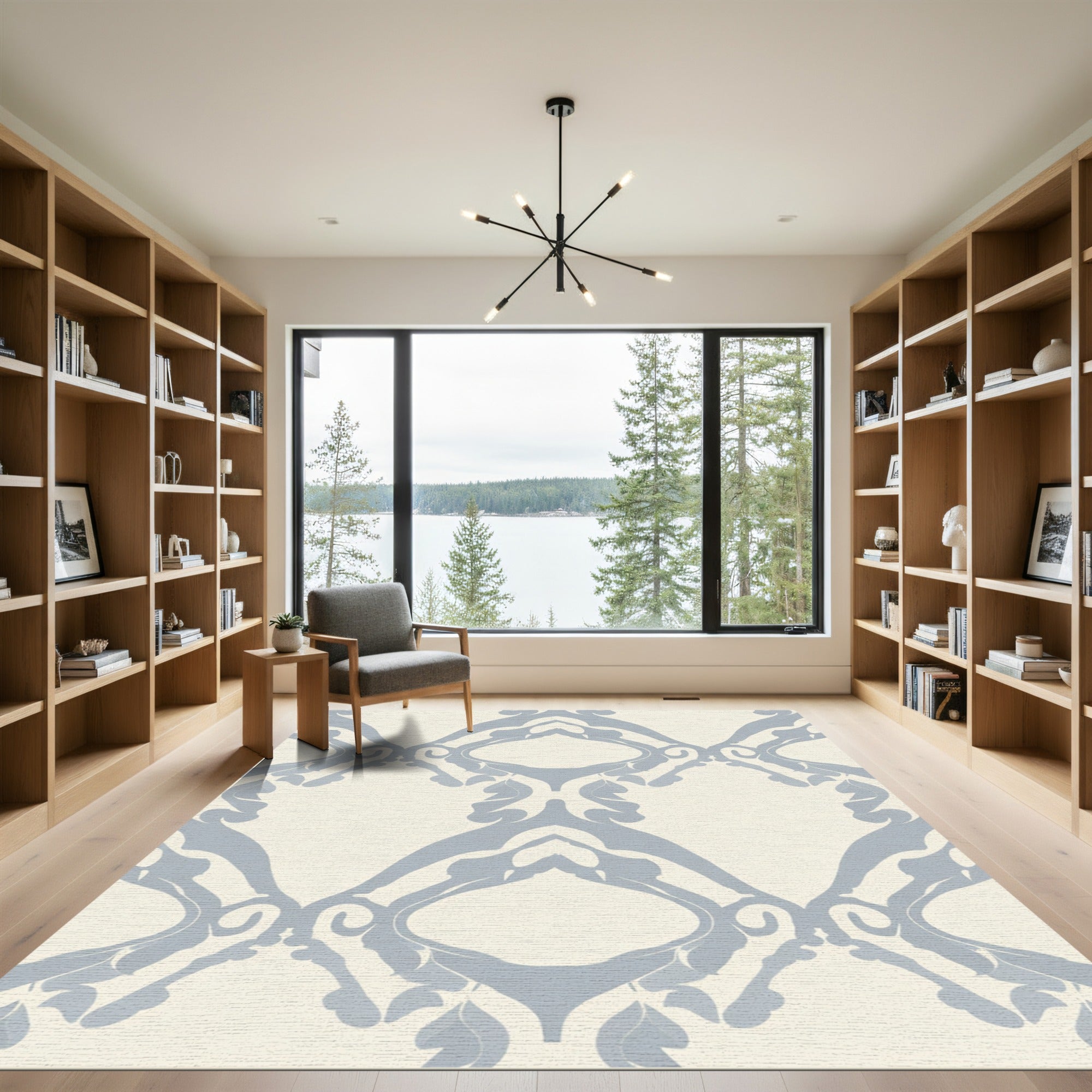 Pale Blue Archway Scroll Rug