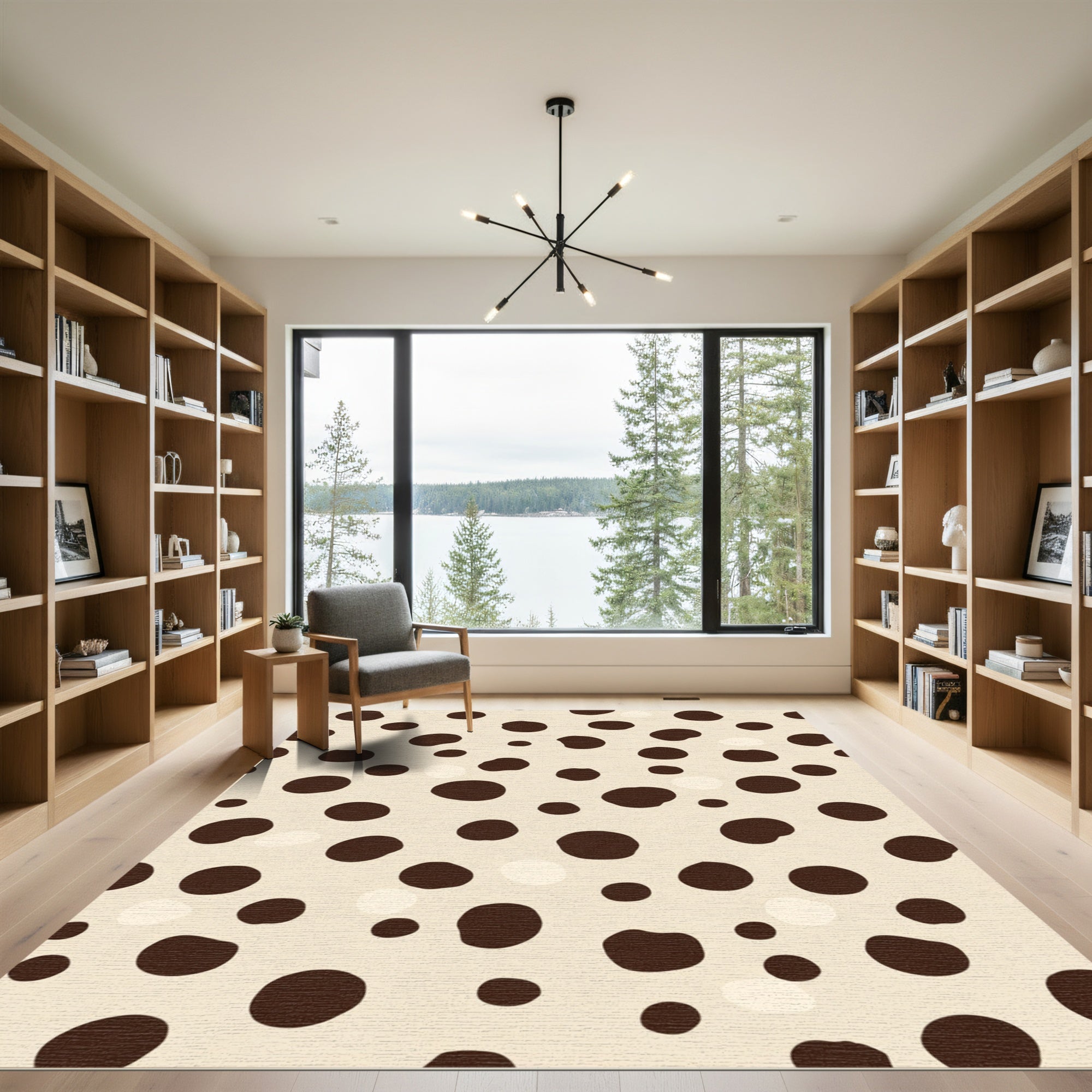 Creamy Brown Scattered Dot Rug