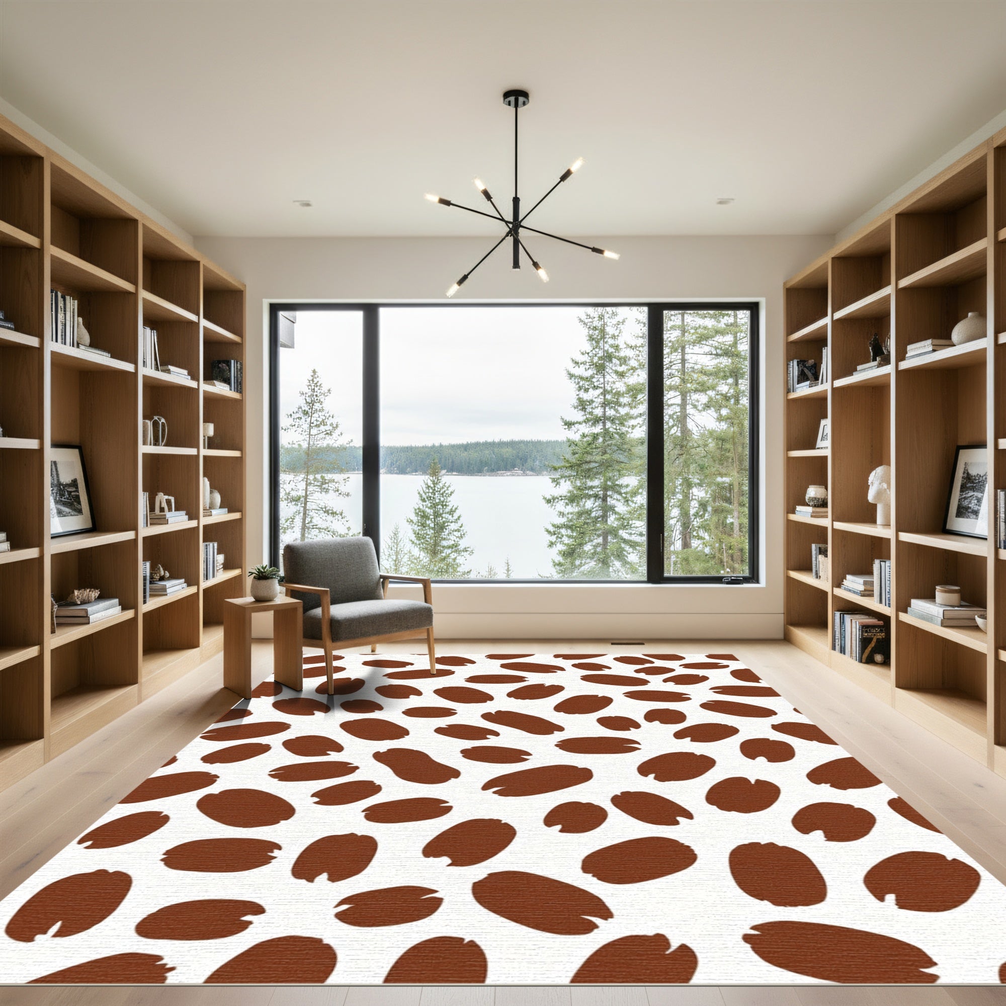 Brown Speckled Spot Pattern Rug