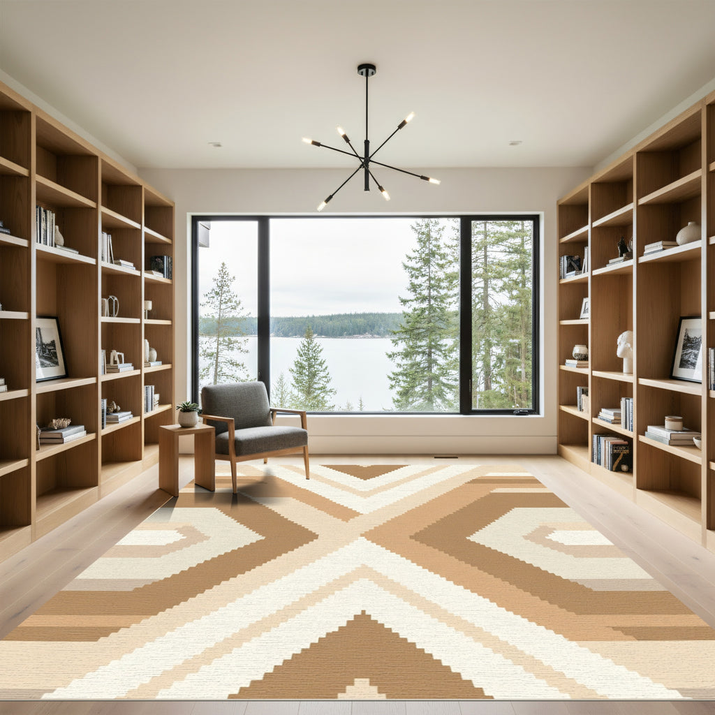 Abstract Geometric Earth Tone Accents Rug