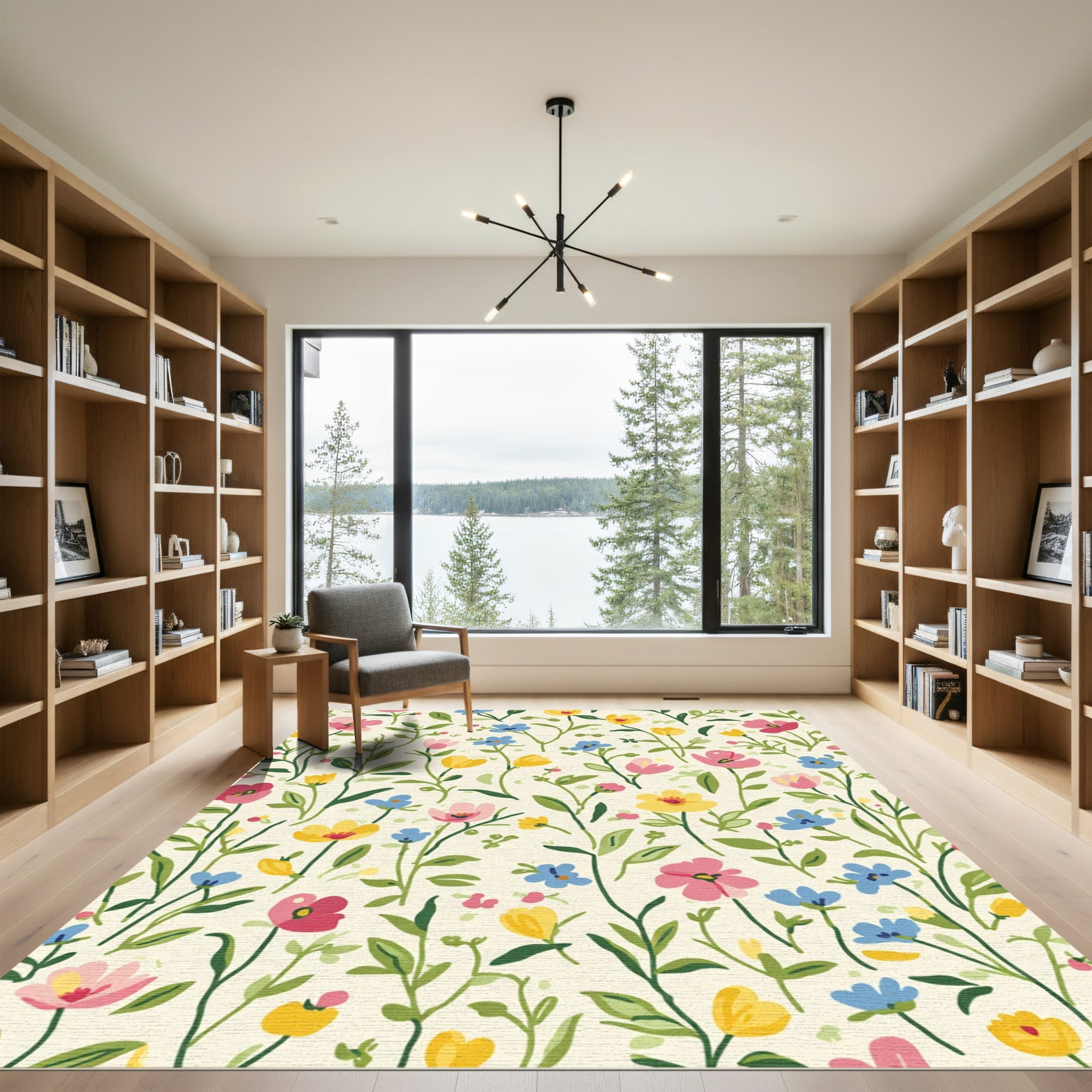 Whimsical Floral Meadow Garden Rug
