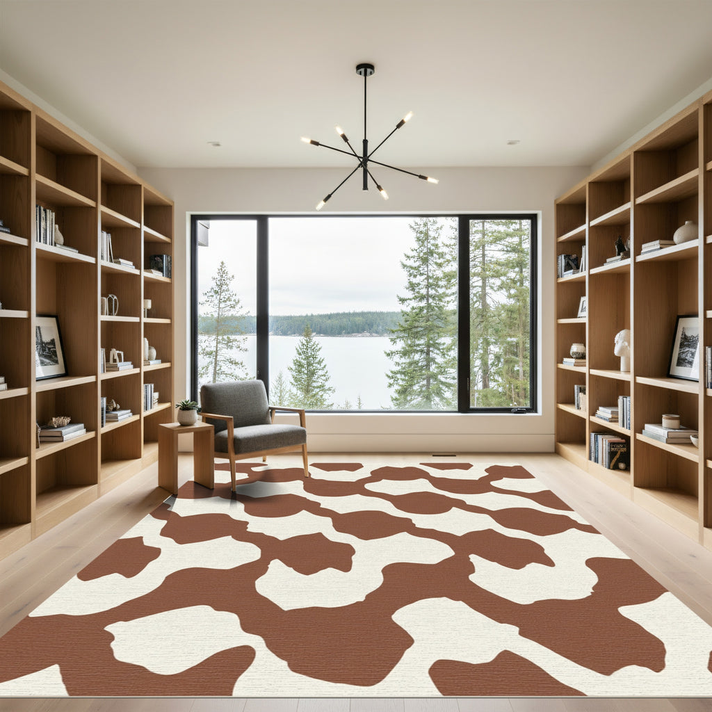Brown Ivory Organic Blobs Rug