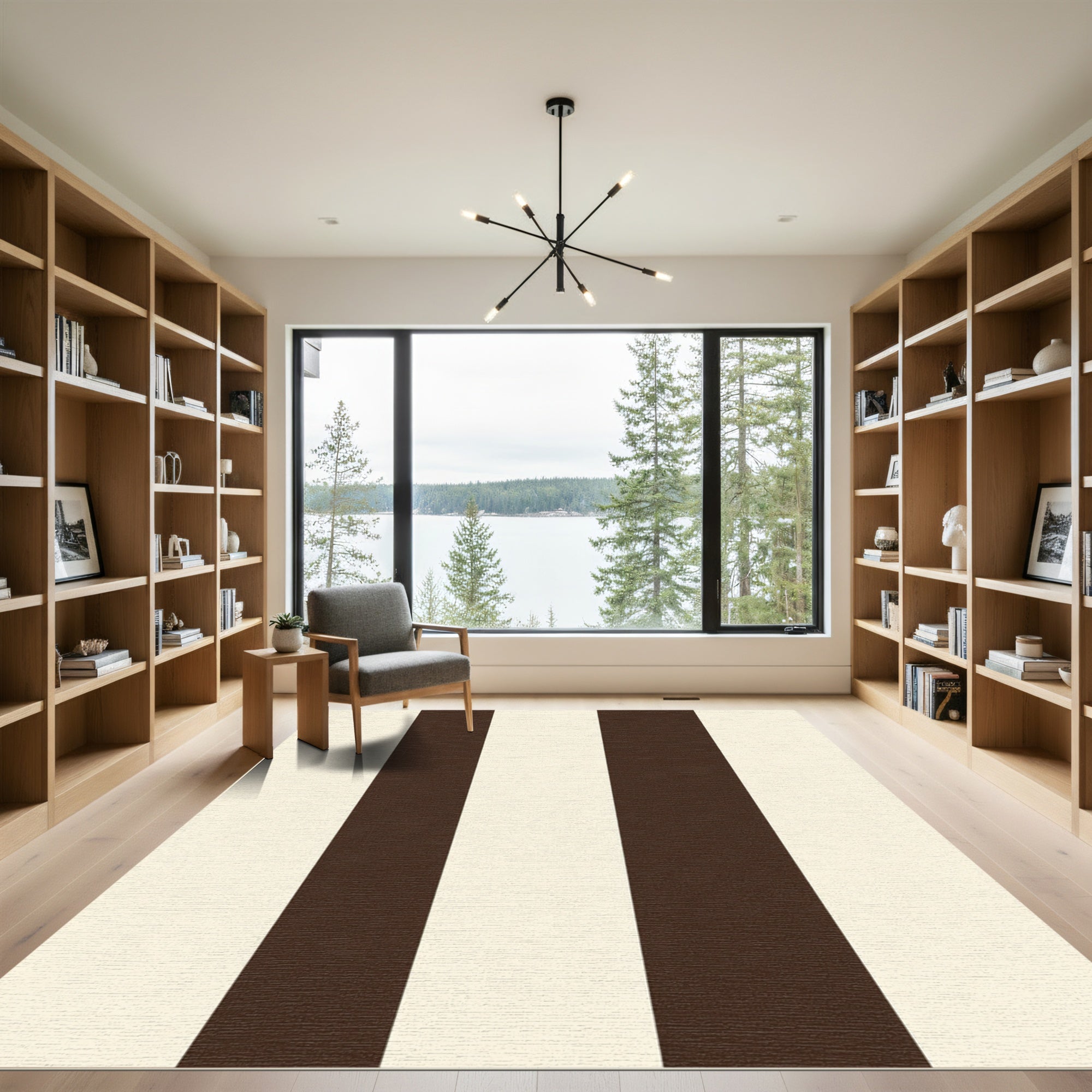 Dark Cream Vertical Stripe Rug