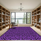 Vibrant Purple Interlocking Geometric Grid Rug