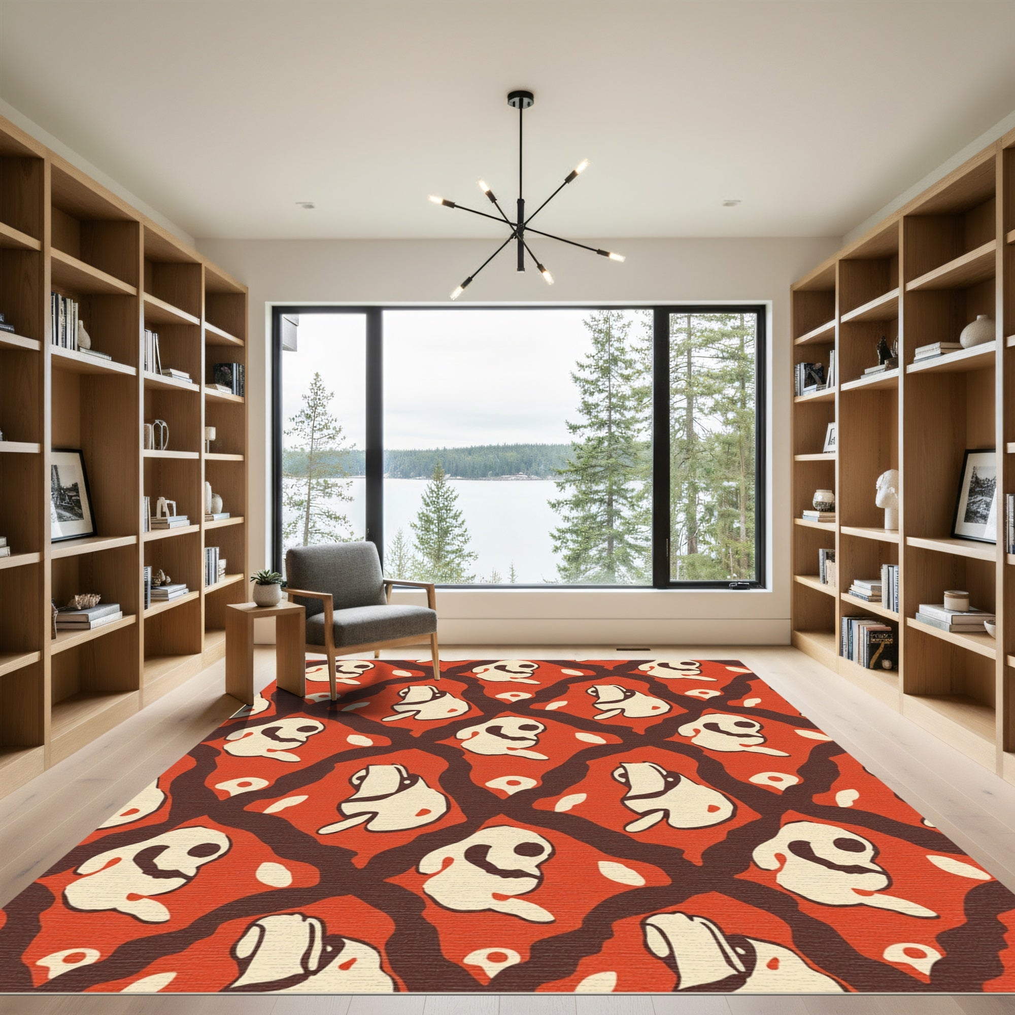 Whimsical Crimson Clown Figures Rug