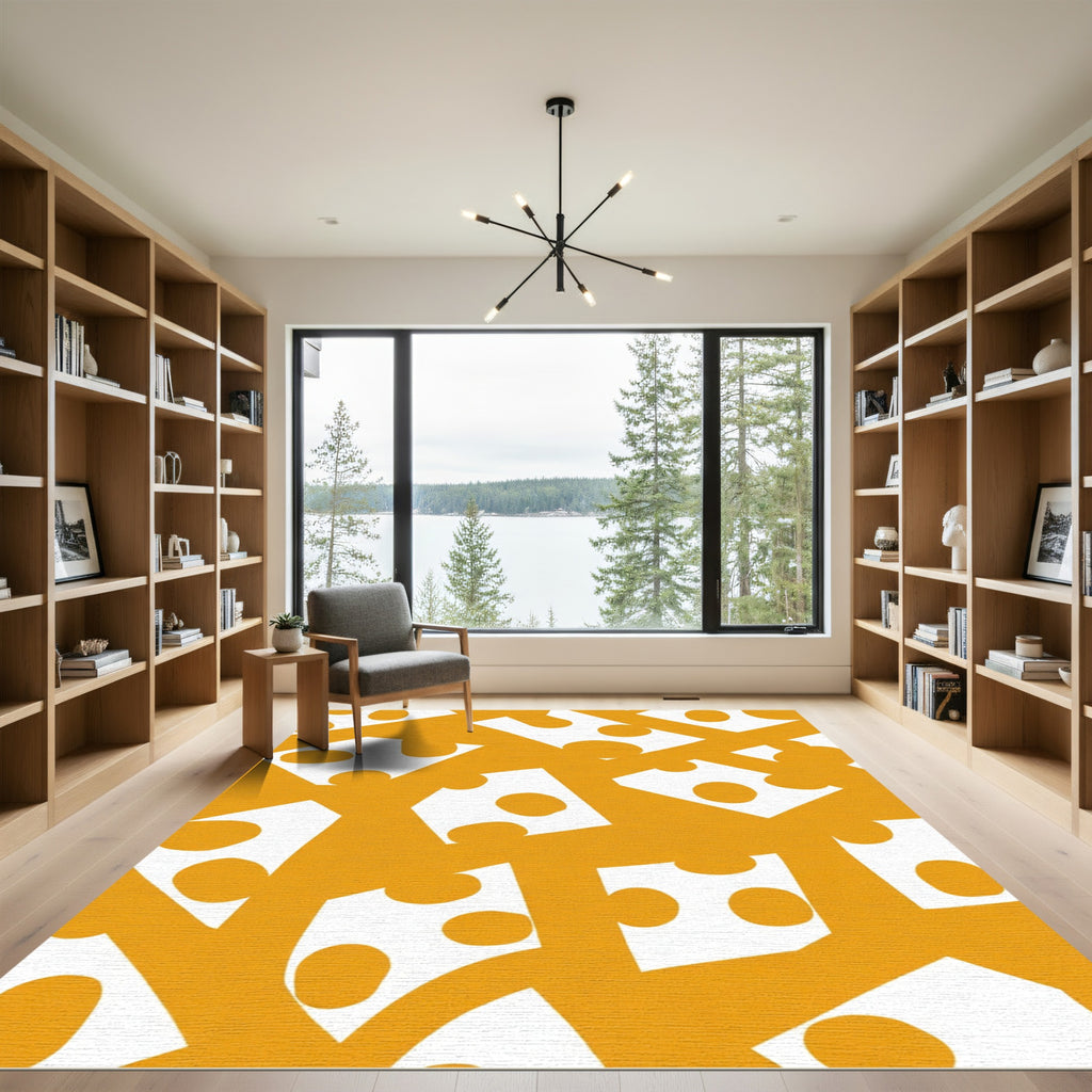 Golden Ochre Polka Dot Overlay Rug