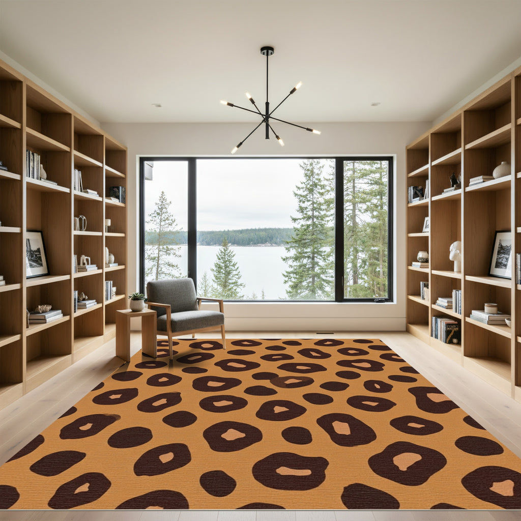 Bold Brown Leopard Spot Rug