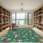 Whimsical Forest Creatures Mushroom Garden Rug