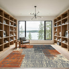 Earthy Terracotta Abstract Patchwork Rug
