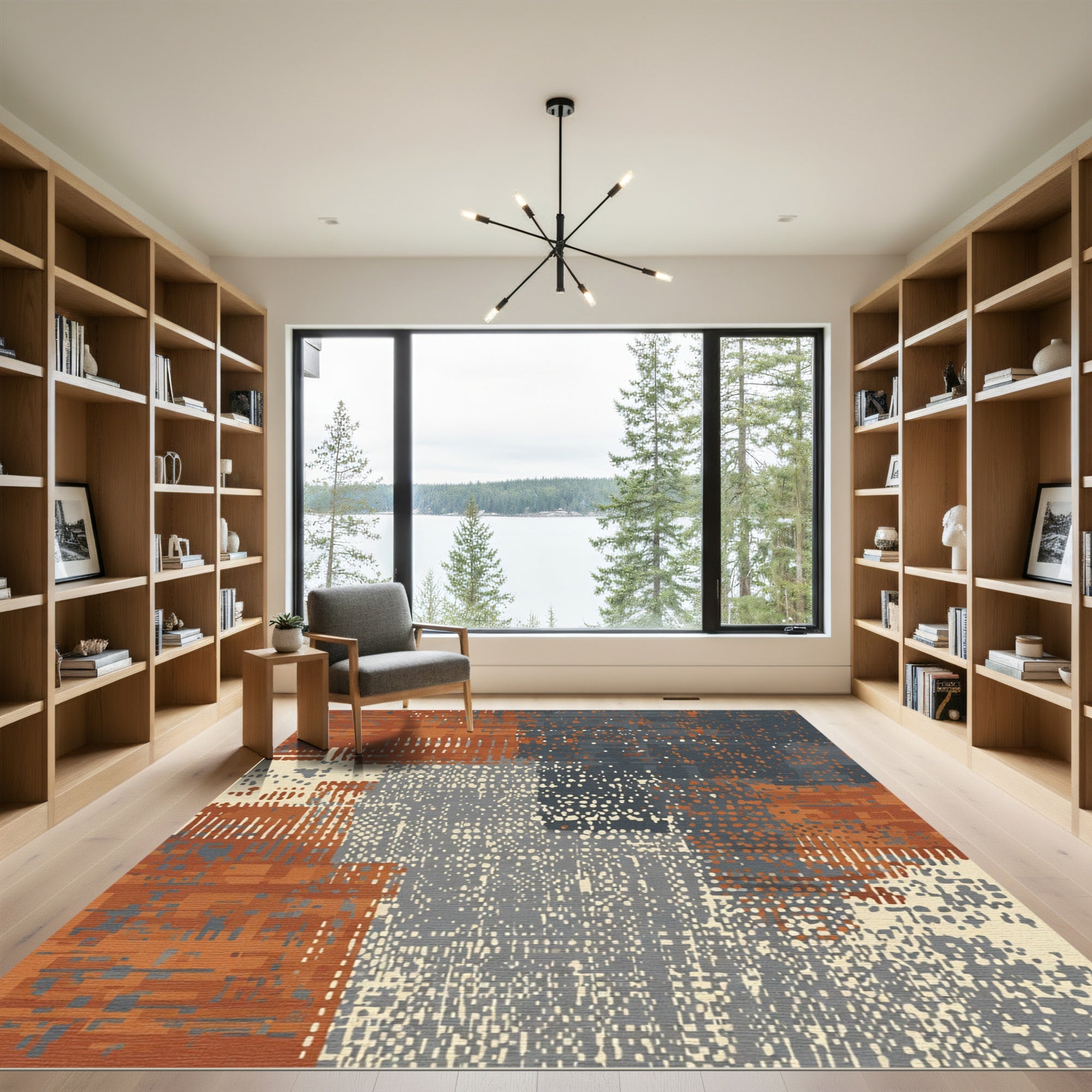 Earthy Terracotta Abstract Patchwork Rug