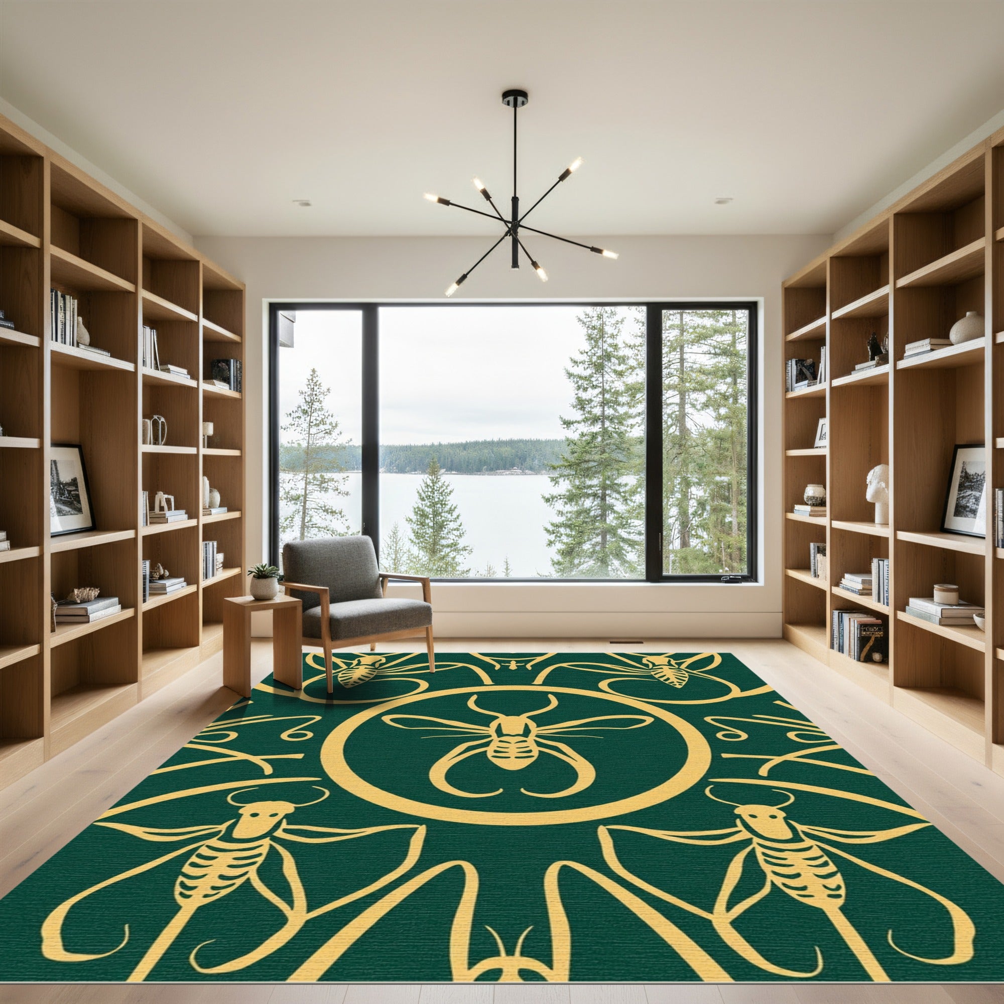 Emerald Insect Art Nouveau Rug