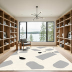 Abstract Gray and Black Organic Shapes Rug