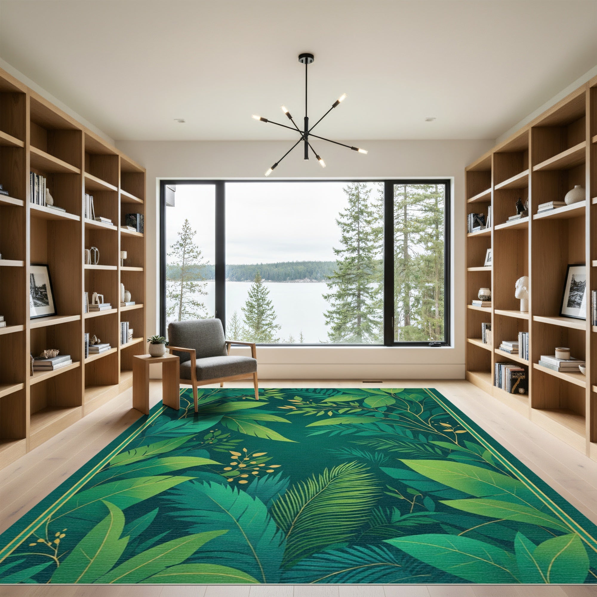 Emerald Canopy Botanical Illustration Rug
