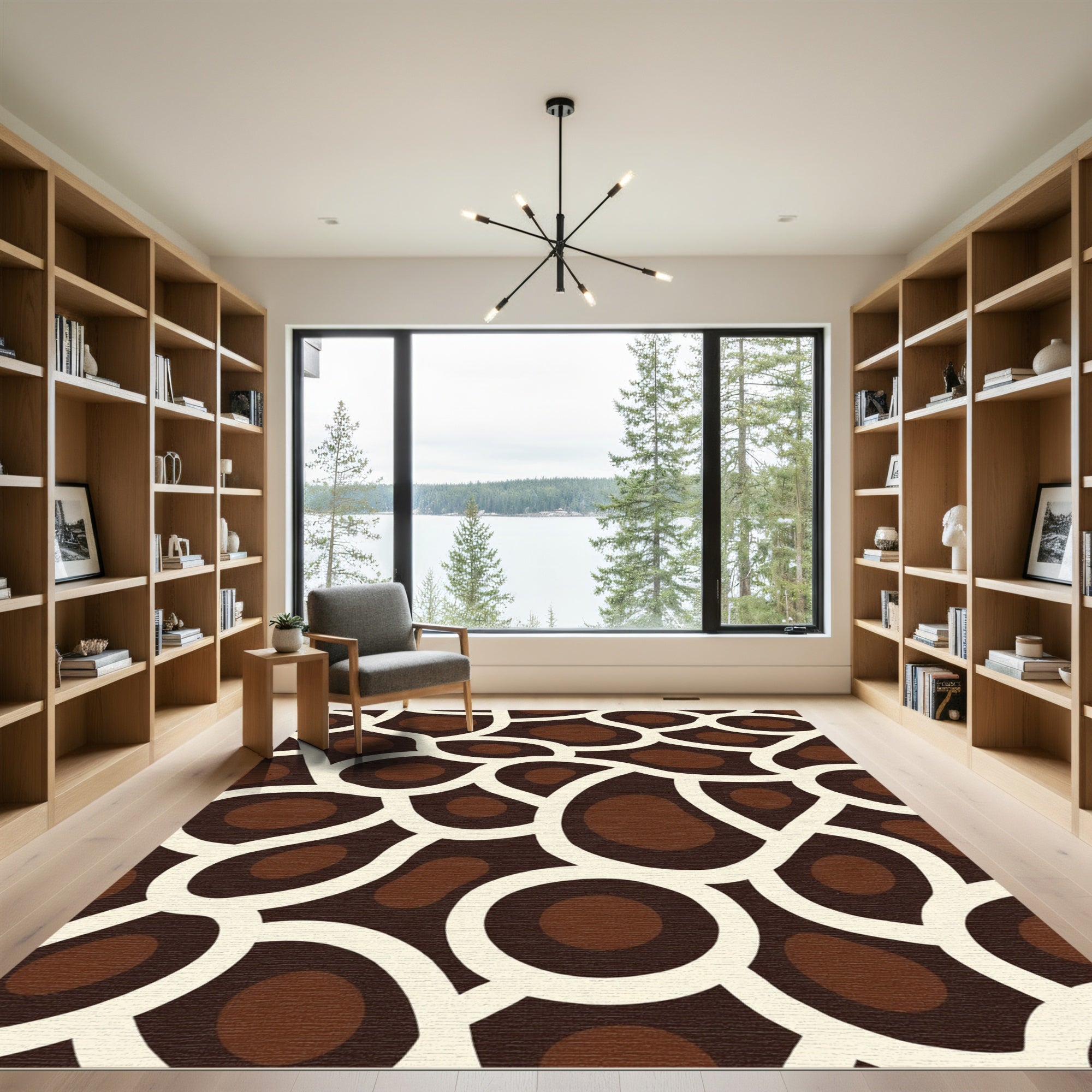 Brown Ivory Organic Blob Rug