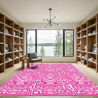 Pink Cartoon Character Maze Rug