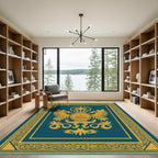 Regal Gold Eagle Sun Crest Teal Rug