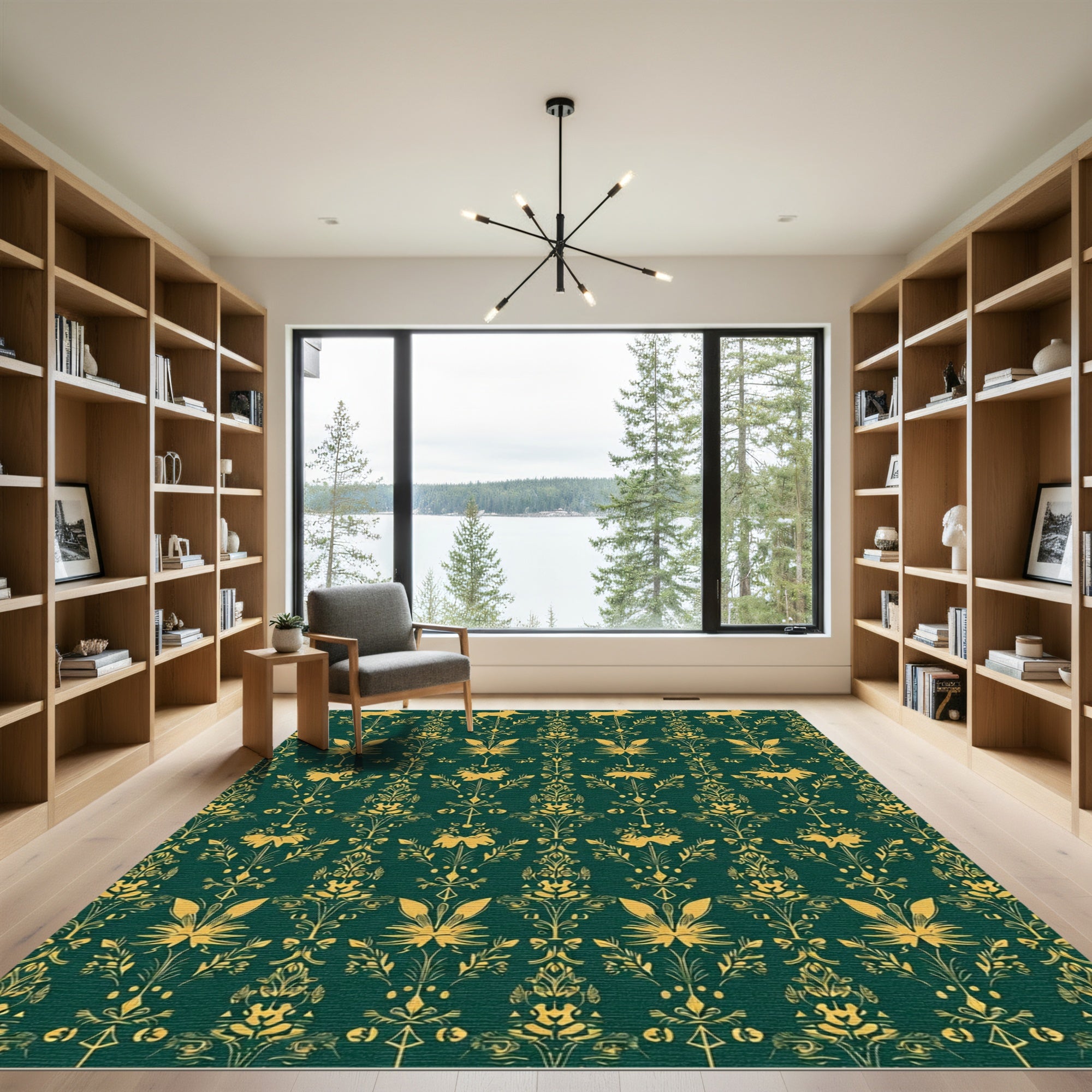Emerald Gold Baroque Animal Scroll Rug