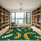Green Yellow Abstract Sausage Rug
