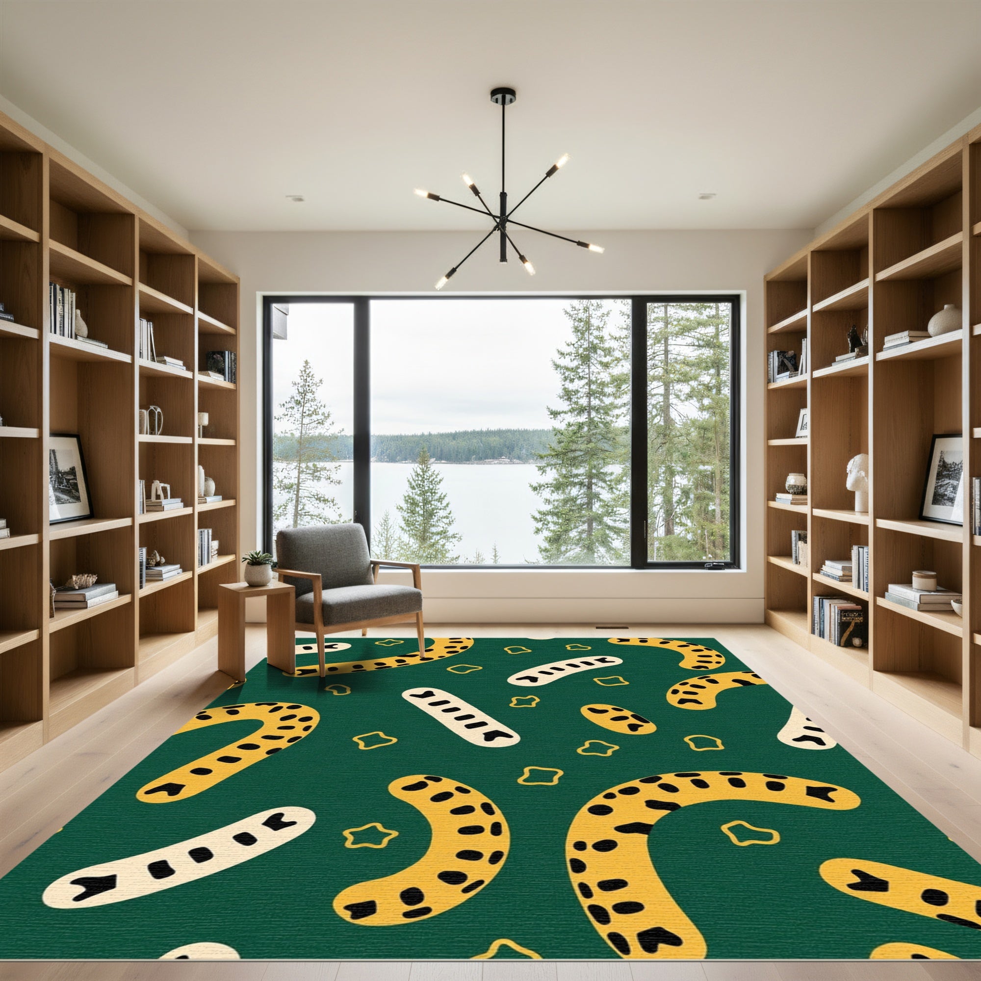 Green Yellow Abstract Sausage Rug