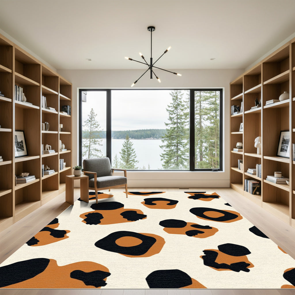 Brown Black Leopard Spots Rug