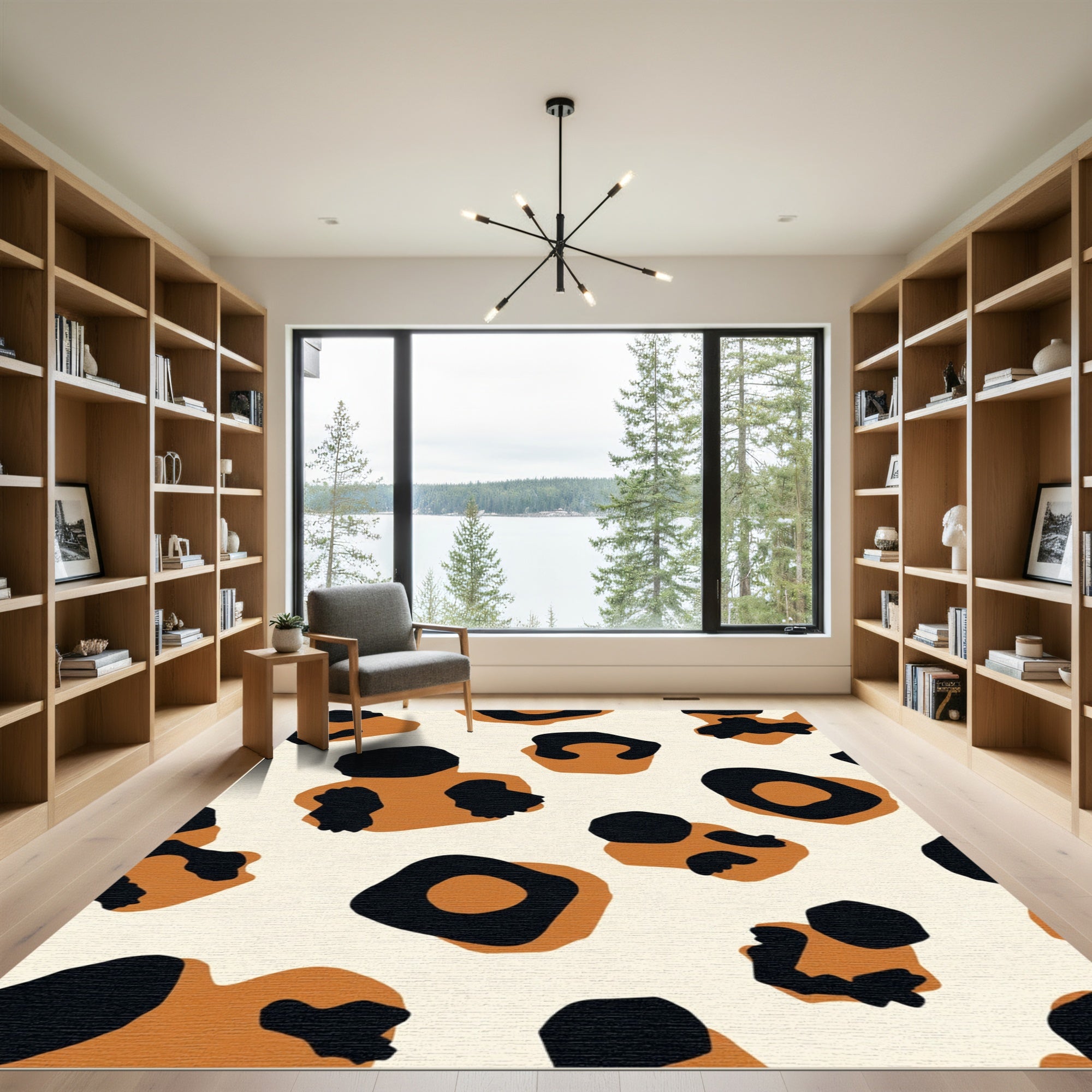 Brown Black Leopard Spots Rug