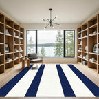 Navy White Vertical Stripe Rug