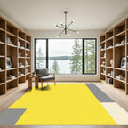 Abstract Yellow Gray Blocks Rug