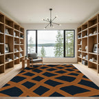 Rustic Brown Woven Grid Rug