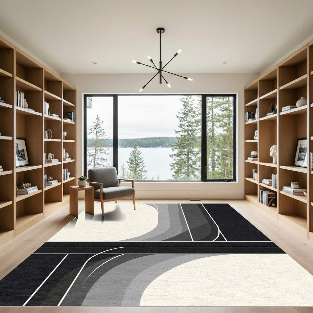 Modern Monochrome Segmented Gradient Rug