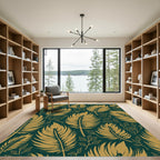 Golden Feather Foliage Emerald Rug