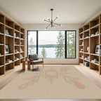 Retro Peach Abstract Swirl Medallion Rug