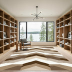 Brown White Layered Chevron Abstraction Rug