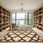 Brown Quatrefoil Lattice Grid Rug