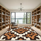 Retro Navajo Geometric Terracotta Rug