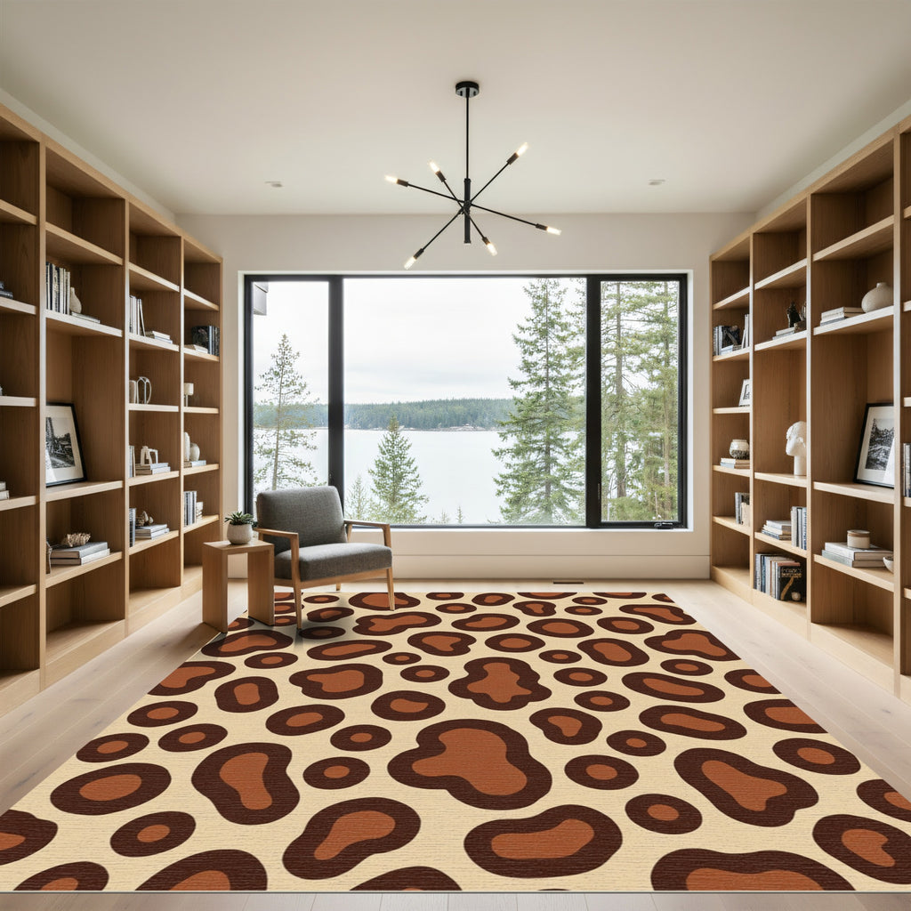 Brown Leopard Spot Organic Shapes Rug